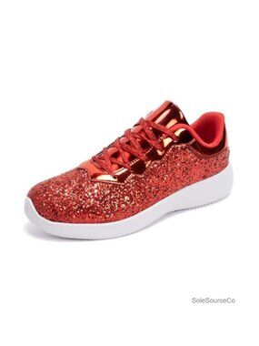 Glitter Sequin Lace-Up Sneakers Lightweight Walking Tennis Shoes